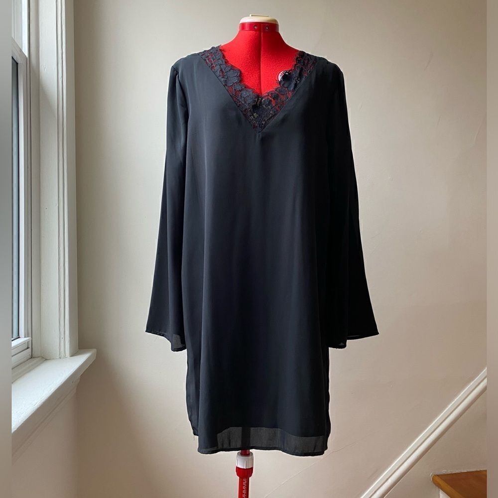 NWT Tom Tailor Black Sheath Dress with Bell Sleeves - Picture 2 of 15